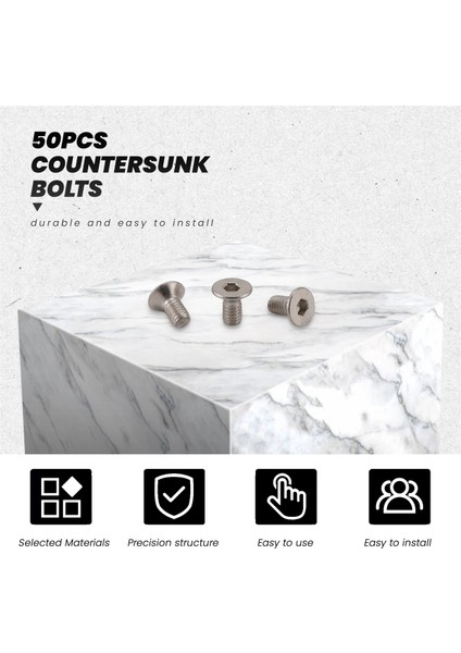 M3 x 6mm Altı Soketi Countsunk Düz Baş Vidalı Cıvatalar 50 Pcs (Yurt Dışından) fiyatları