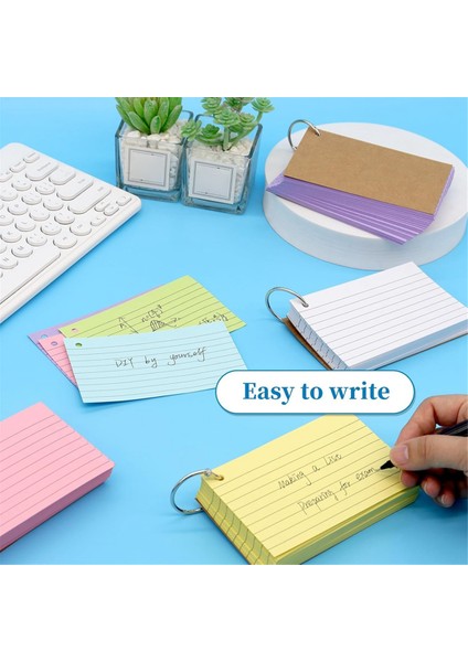 800 Pcs Dizin Kartları 3x5 Inç Renkli Flash Kartlar Ring, Yumruklu Çizgili Flashcard Yönetilmiş Dizin Kartları Not Kartı (Yurt Dışından) fiyatları
