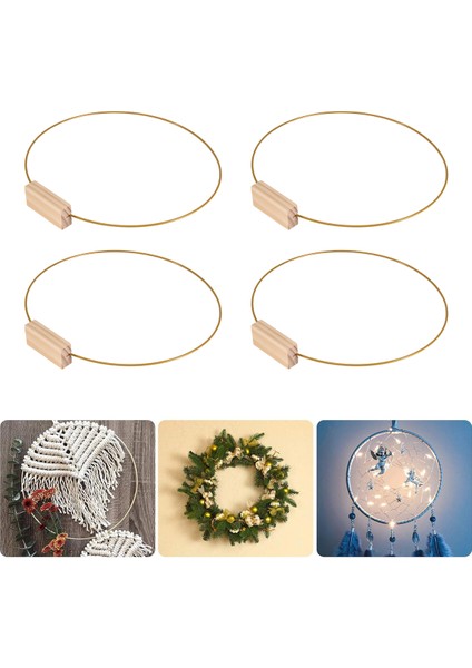 4 Adet 12 Inç Metal Çiçek Çember Merkez Parçası Masa Için, 4 Adet ile Metal Çelenk Yüzüğü Dıy Için Ahşap Yer Kartı Tutucu (Yurt Dışından) indirimleri