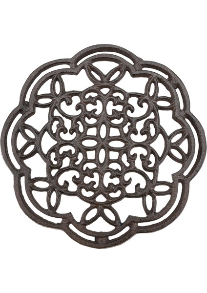 Yuvarlak Dökme Demir Trivet Demir Isı Izleme Trivet Slip Olmayan Şişkinler Mutfak Yemek Masa Dekoru Için Vintage Desen (Yurt Dışından)