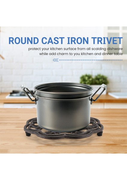Yuvarlak Dökme Demir Trivet Demir Isı Izleme Trivet Slip Olmayan Şişkinler Mutfak Yemek Masa Dekoru Için Vintage Desen (Yurt Dışından) fırsatları