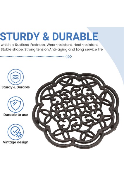 Yuvarlak Dökme Demir Trivet Demir Isı Izleme Trivet Slip Olmayan Şişkinler Mutfak Yemek Masa Dekoru Için Vintage Desen (Yurt Dışından) indirimleri
