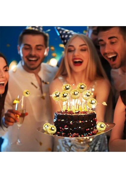 24 Adet Disko Top Cupcake Toppers Disko Top Cupcake Seçer Yansıtıcı Ayna Top Kek Toppers Disko Süslemeleri Altın (Yurt Dışından) fırsatları