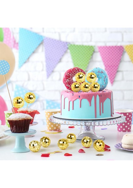 24 Adet Disko Top Cupcake Toppers Disko Top Cupcake Seçer Yansıtıcı Ayna Top Kek Toppers Disko Süslemeleri Altın (Yurt Dışından) indirimleri