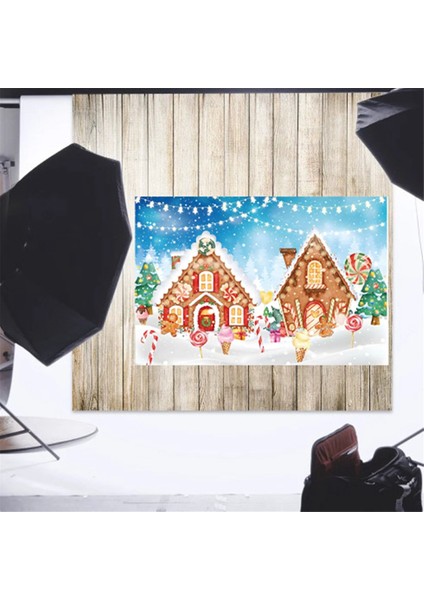 210X150CM Noel Zencefil Kurbası Zencefilli Ev Şeker Evi Fotoğrafçılık Arka Planlar Doğum Günü Partisi Dekorasyonu, C (Yurt Dışından)