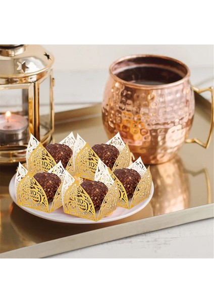 50PCS Eid Mübarek Dekorasyon Çikolata Sarmalayıcıları Kağıt Şeker Gıda Tepsisi Kutusu Kareem Islam Müslüman Partisi Malzemeleri, D (Yurt Dışından) fiyatları