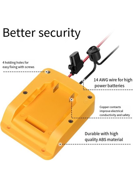 Dewalt 18V 20V Lityum Pil Için Dıy Adaptörü Sigorta 12AWG Power Wheels Adaptörü Dewalt DCB205 DCB206 (Yurt Dışından) fiyatları