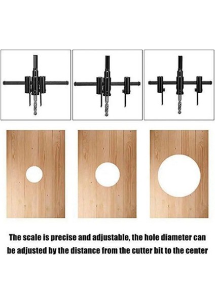 Ahşap Işleme Açıcı Ayarlanabilir Ahşap Daire Deliği Kesme Çapı 30-300MM Testere Kesici Alet Matkap Bit Deliği Delme Aletleri (Yurt Dışından) modelleri