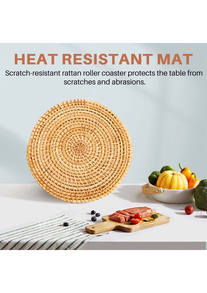 4 Adet Sıcak Yemekler Için Rattan Trivets, Tablo Sıcak Pedler, Masa Için Dayanıklı Pot Tutucu, Mutfak Için Isıya Dayanıklı Paspaslar (Yurt Dışından) modelleri