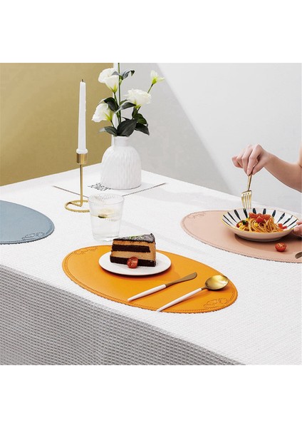 Retro Pu Placemat Avrupa Fransız Tarzı Oval Yalıtım Mats Su Geçirmez ve Yağ Durumsal Batı Yemek Masası Mat Ev B (Yurt Dışından) modelleri
