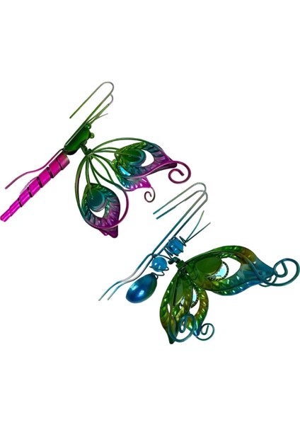 2pcs Saksı Hugger Kelebek Figürinler Ekici Asılı Hayvan Kolye Süsleri Bahçe Çit Balkon Dekor (Yurt Dışından)