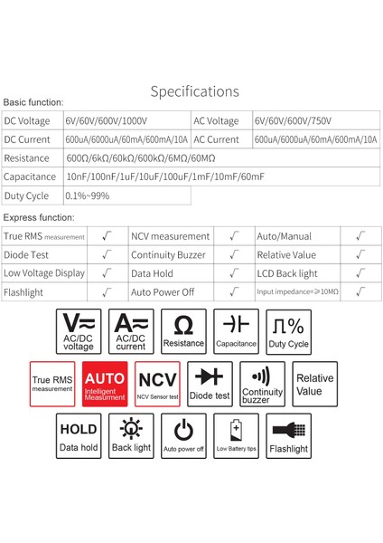 Kaemeasu KM-DM01D Akıllı Dijital Multimetre Anti-Burning 6000 Sayısı Gerçek Etkili Değer/ncv Ölçüm Evrensel Ölçer (Yurt Dışından) modelleri