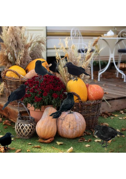 12PCS Cadılar Bayramı Siyah Kargalar Tüylü Kargalar Gerçekçi Görünümlü El Yapımı Tüylü Karga, 3 Stil (Yurt Dışından) modelleri