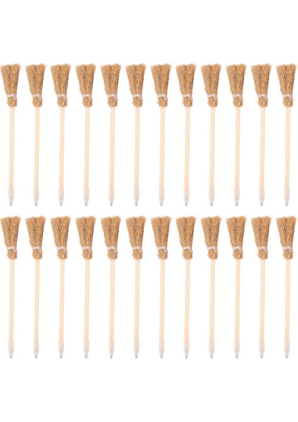 24 Pcs Cadılar Bayramı Süpürge Beyaz Kalemleri Için Cadı Süpürge Kalemleri Cadılar Bayramı Partisi Cadı Süpürge Prop Yazma (Yurt Dışından)