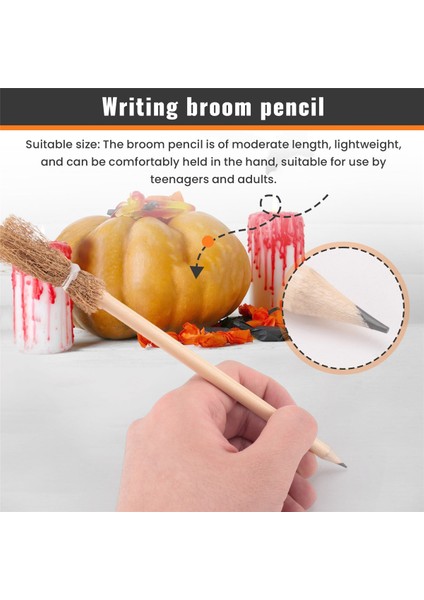24 Pcs Cadılar Bayramı Süpürge Beyaz Kalemleri Için Cadı Süpürge Kalemleri Cadılar Bayramı Partisi Cadı Süpürge Prop Yazma (Yurt Dışından) indirimleri