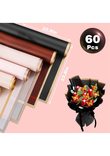 60 Yaprak Çiçek Ambalaj Kağıdı, Su Geçirmez Çiçek Buket Ambalaj Kağıdı Anneler Günü Için Düğün Bebek Duş Mezuniyet (Yurt Dışından) fiyatları