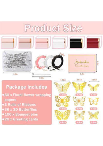 60 Yaprak Çiçek Ambalaj Kağıdı, Su Geçirmez Çiçek Buket Ambalaj Kağıdı Anneler Günü Için Düğün Bebek Duş Mezuniyet (Yurt Dışından) modelleri