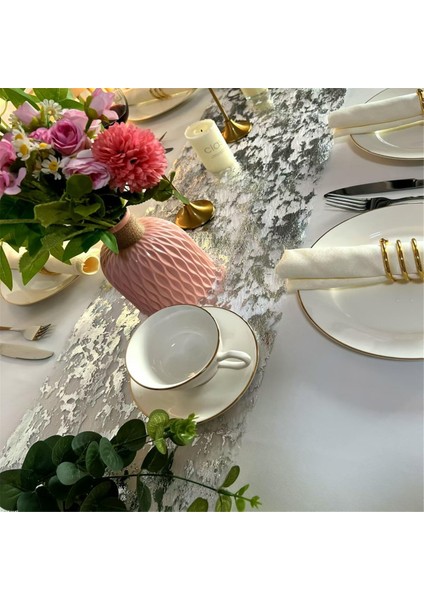 Gümüş Masa Örtüsü Payetli Parıltılı Folyo Metalik Gümüş Ince Örgü Masa Örtüsü Çeşitli Durumlar Için Uygun (Yurt Dışından) indirimleri