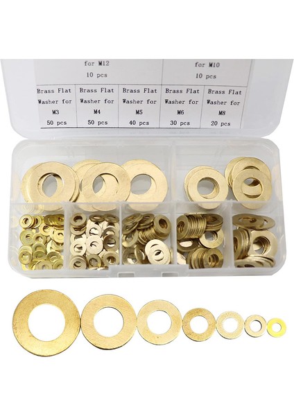 Pirinç Düz Yıkayıcı Ürünlük Seti, Bakır Conta Conta Düz Halka Contası Çiftlik Kiti (210 Pc, M3-M12) (Yurt Dışından) fiyatları