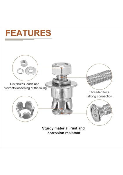 1/4inch x 5/8 Inç Altıgen Somun Kolları - 30 Paket - Beton Kuru Tuğla Blok Duvarlar Için Iyi - Karbon Çeliği - Gümüş (Yurt Dışından) modelleri