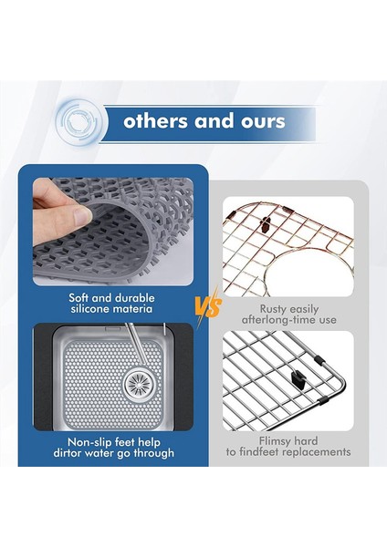 Silikon Lavabo Mat, 2 Paket Lavabo Koruyucu Mutfak Drenajı ile Mutfak Lavabosu, Katlanır Kaymaz Isıya Dayanıklı Lavabo Paspas (Yurt Dışından) indirimleri