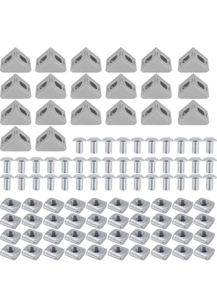 2020 Serisi Alüminyum Profil Konnektör Seti, 20PCS Köşe Braketi, 40 Pcs M5 x 10MM T-Slot Fındık, 40 Pcs M5X10MM Profi M5X10MM Hex Soket Kapağı Vidalı Cıvata (Yurt Dışından)