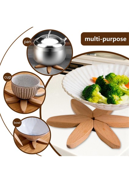 Ahşap Trivets Sıcak Yemekler Dekor Seti, 3 Bardak ve 1 Stand Ile, Mutfak ve Yemek Için Eşsiz Yemek Takımı Esasları (Yurt Dışından) fırsatları
