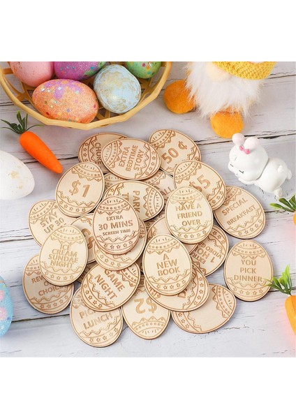 Çocuklar Paskalya Yumurtası Dolgular- Ahşap Paskalya Ödül Jetonları, Paskalya Ödülleri Dolar Para, Aile Gecesi Tokenleri, Eşsiz Aile, A (Yurt Dışından) modelleri