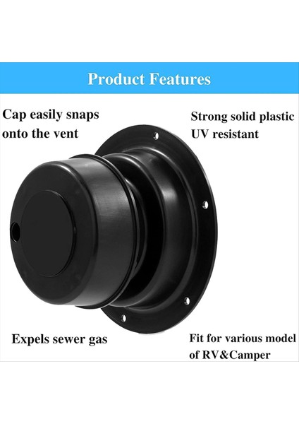 Rv Sıhhi Tesisat Havalandırma Kapağı Rv Çatı Havalandırma Kapağı Rv Çatı Kanalizasyon Havalandırma Kapağı 1 Ila 2 3/8 Inç Boru HJ403 Siyah (Yurt Dışından) fırsatları