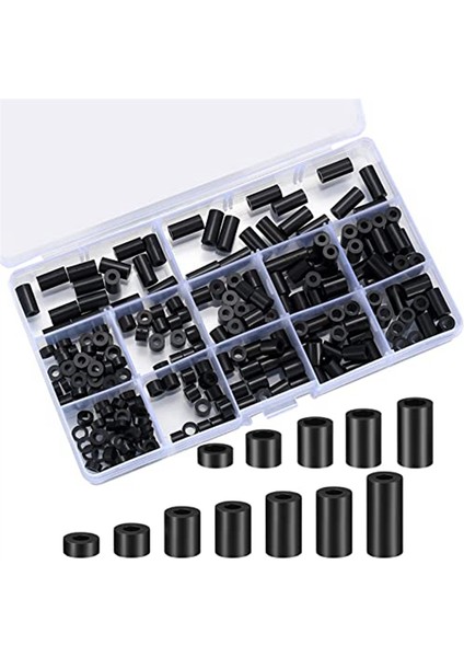 320 Pcs Elektrik Çıkış Vidaları Araperler, Siyah Naylon Yuvarlak Ara Ara Çiftlik Kiti, Dişsiz Plastik Aralayıcılar (Yurt Dışından)