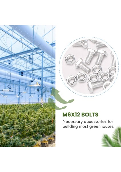 100 Pcs M6X12MM Sera Fındık ve Cıvatalar Kare Kafa Cıvataları Fındık Sera Onarım Kiti Yedek Bahçe Malzemeleri (Yurt Dışından) fırsatları