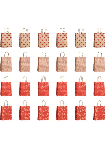 M 24 Pcs Sevgililer Günü Hediye Çantaları, Şeker Çantaları Goodie Çantalar Heart Heart Love Love Kağıt Torbalar Düğün ve Sevgililer (Yurt Dışından) modelleri