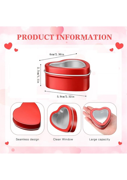 24PCS 4 Oz Kalp Şeklindeki Metal Teneke, Boş Çay Işığı Kalıp Kalp Şekilli Kutu Açık Pencere Kapakları Teneke Mum Kaplar (Yurt Dışından) fiyatları