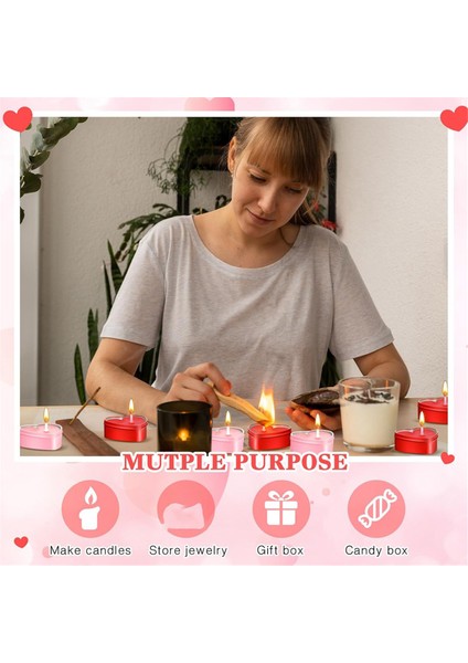 24PCS 4 Oz Kalp Şeklindeki Metal Teneke, Boş Çay Işığı Kalıp Kalp Şekilli Kutu Açık Pencere Kapakları Teneke Mum Kaplar (Yurt Dışından) fırsatları