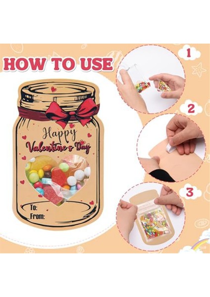 60PCS Kraft Paper Candy Jar Sevgililer Kartları, Sevgililer Günü Şeker Tutucu Kart Kavanoz Happy Sevgililer Günü Değişim Kartları (Yurt Dışından) fırsatları