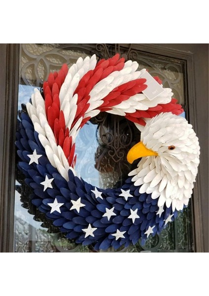 4 Temmuz Kel Kartal Çelenk, Ön Kapı Kırmızı Beyaz ve Mavi Çelenk, Vatansever Anma Günü Dekorasyonu, Hoş Geldiniz Işareti, 28CM (Yurt Dışından) modelleri