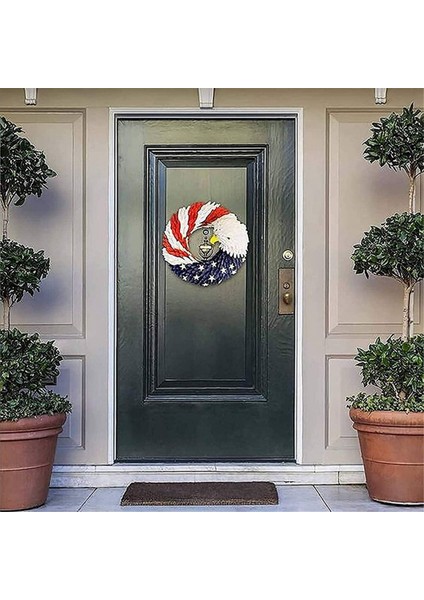 4 Temmuz Kel Kartal Çelenk, Ön Kapı Kırmızı Beyaz ve Mavi Çelenk, Vatansever Anma Günü Dekorasyonu, Hoş Geldiniz Işareti, 28CM (Yurt Dışından) indirimleri