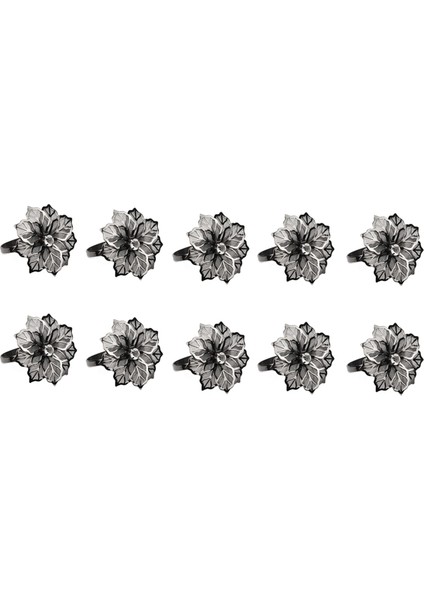 Peçete Yüzük Koleksiyonu Dekoratif Kumaş Peçeteleri Için 10 Pcs Seti Peçete Tutucu Mutfak Dekor Düğün Dekorblack (Yurt Dışından)