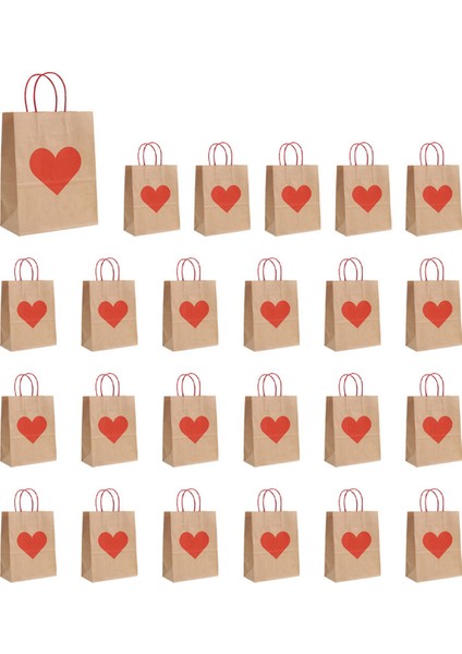 D 24 Pcs Sevgililer Günü Hediye Çantaları, Şeker Çantaları Goodie Torbaları Kulplarla Düğün ve Sevgililer Için Kalp Aşk Kağıt Torbaları (Yurt Dışından) indirimleri