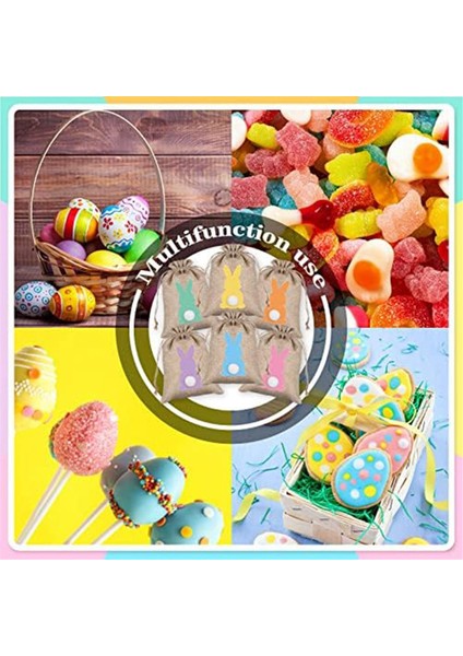 24PCS Drawstring Hediye Çantaları Paskalya Çuval Tagası Çanta Drawstring Hediye Çantası Paskalya Tavşanı Keten Çanta ile Ail Hediye Çantası (Yurt Dışından) fırsatları