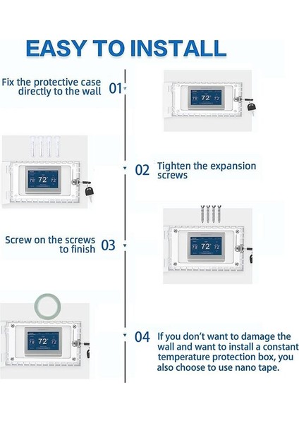 Duvardaki Termostat Için Anahtar, Net Termostat Koruması Olan Termostat Kilit Kutusu, Termostatlara 6,5 ​​inç x 3,9 Inç W x 2in D (Yurt Dışından) fiyatları