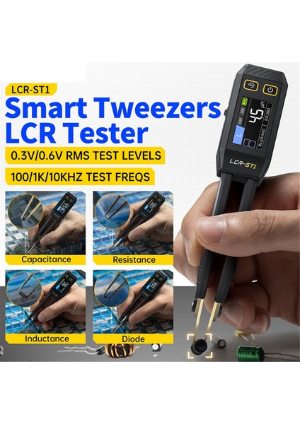 Fnirsi Lcr-St1 Mini Akıllı Tweezer Lcr Smd Esr Test Cihazı Direnç Kapasitans Endüksiyon Süreklilik Diyot Ölçüm Testi (Yurt Dışından) modelleri