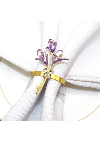 6pcs Altın Zambak Peçete Yüzükleri Metal Peçete Halka Sahipleri Düğün Partisi Tatil Ziyafet Noel Yemeği, C Için (Yurt Dışından) fırsatları