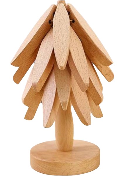 Ağaç Şekli Tasarım Standı Ahşap Tripod Dekorasyon Anti-Ölçeklendirme Isıya Dayanıklı Tablo Mat Coaster Ahşap Placemat Pot (Yurt Dışından)