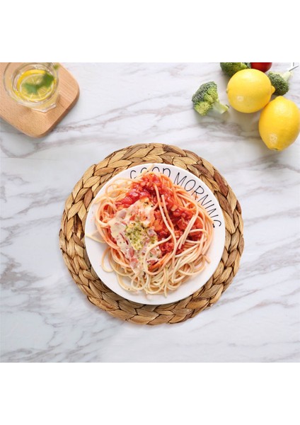 6 Paket Yuvarlak Su Sümbül Placemat, Kaliteli Dokuma Hasır Masa Yer Paspasları, 25CM (Yurt Dışından) indirimleri