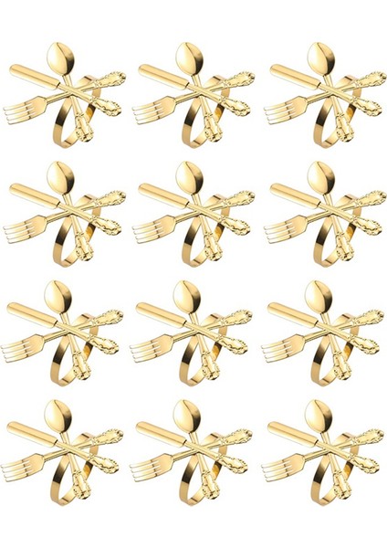 12PCS Metal Bıçak ve Çatal Kaşık Peçete Yüzük Halkaları Günlük Masa Partileri Için Kullanılan Noel Partisi Için Tutucu Altın (Yurt Dışından)