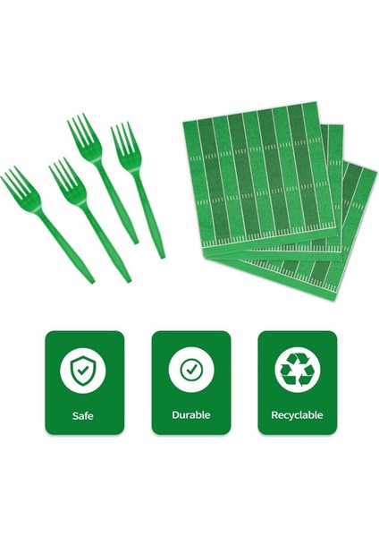 Kağıt Tabaklar, Tatlı Tabakları, Peçeteler, Futbol Teması Partisi Için Çatallar Dahil 24 Misafir Için Sofra Takımı Parti Malzemeleri (Yurt Dışından) modelleri