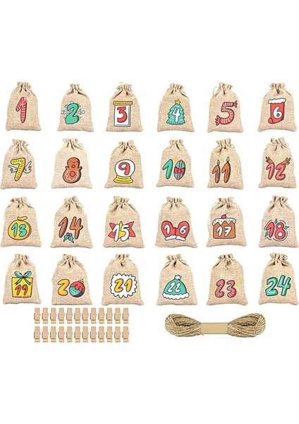 Noel Tavsiye Çanta Sevimli Noel Şeker Çantaları Partisi 24X Yeniden Kullanılabilir Çuval Bezi Tatil Noel Şeker Tutucu Malzemeleri (Yurt Dışından) fiyatları