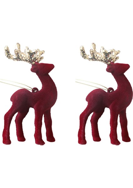 2 Kırmızı Noel Kolye Noel Ağacı Dekoratif Geyik Süsleri Kırmızı (Yurt Dışından)