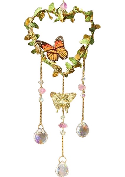 Kalp Suncatchers Pencere Asma, Kelebek ile Renkli Kristal Suncatcher, Prizma Bahçesi ile Kristaller Işık Yakalayıcı (Yurt Dışından)